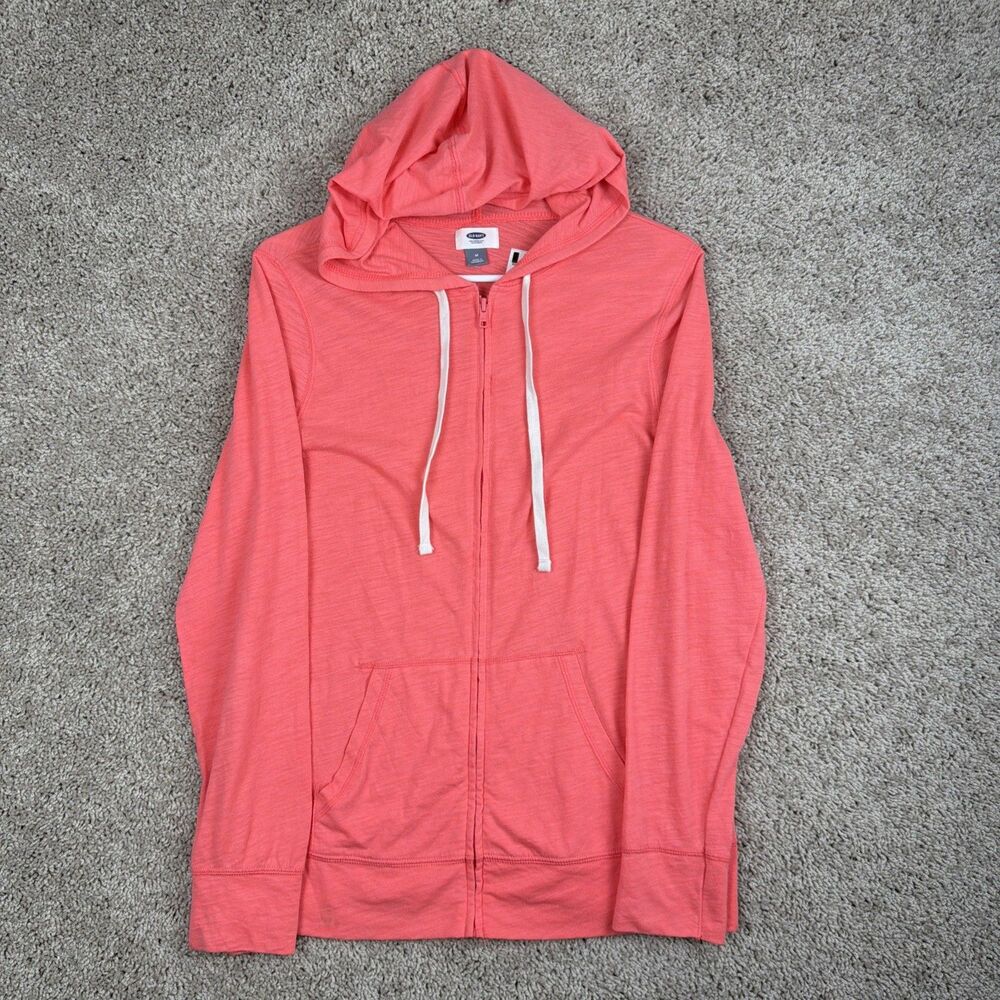 Old Navy Slub Hoodie Sweatshirt Active Shirt Sporty Full Zip Medium Hot Pink